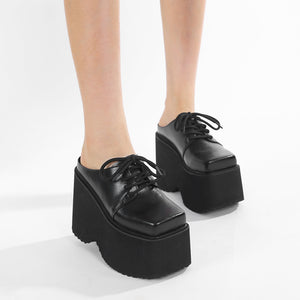 Y2K Solid Black Platform Shoes