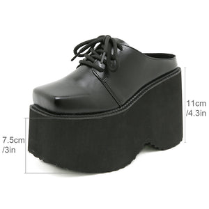 Y2K Solid Black Platform Shoes