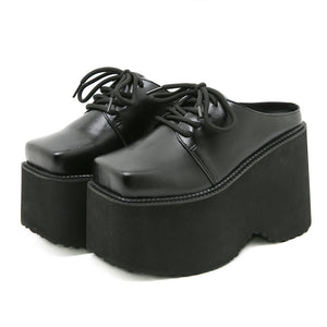 Y2K Solid Black Platform Shoes