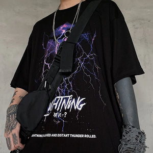Y2K Thunder Lightning Print T-Shirt