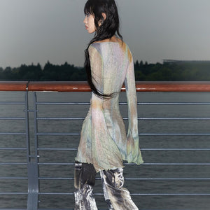 Y2k Tie-dye Mesh Tops