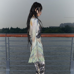 Y2k Tie-dye Mesh Tops
