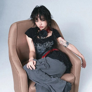 Y2K Top Lace Patchwork
