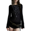 Y2K Tops Black Ribbed Streetwear