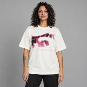 Y2K Twisted Blurry Letters Graphic Tees – worn by a woman