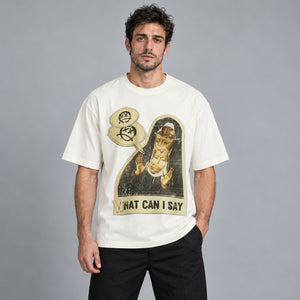 Y2K White Casual Graphic Shirt – worn by a man