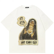 Camiseta gráfica informal blanca Y2K