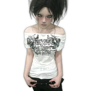 Y2k White Sheer Tops - product view on white background