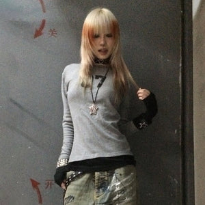 Y2K Womens Tops Gray