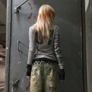Y2K Womens Tops Gray