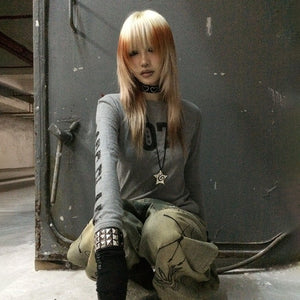 Y2K Womens Tops Gray