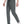 Gray joggers in a walking three-quarter view on a model, long black drawstring and tapered leg