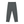 Gray gym joggers laid flat from the back, black zip pocket at the waist and thin strips by the ankles