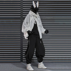 Pantalon Techwear noir à fermeture éclair