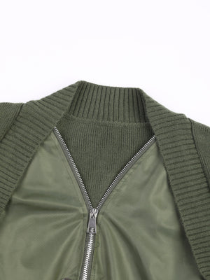 Zipper Kintted Women Jacket Spring