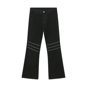 Pantalon noir patchwork zippé