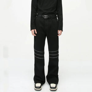 Pantalon noir patchwork zippé