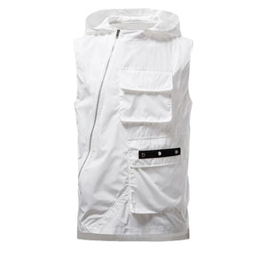 Zipper White Cargo Vest