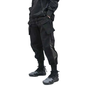 Zipper Workwear Techwear Pants in black — dark techwear streetwear, view 1 of 7
