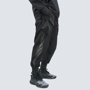 Zipper Workwear Techwear Pants in black — dark techwear streetwear, view 3 of 7