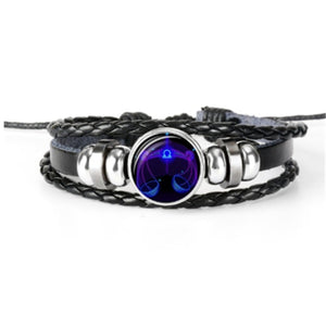 Zodiac Glow Y2K Bracelet with the Libra scales cabochon, front view on white with braided bands