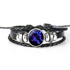 Zodiac Glow Y2K Bracelet with the Sagittarius archer cabochon, front view on white with braided bands
