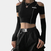 Black Techwear Crop Top
