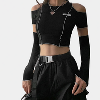 Black Techwear Crop Top