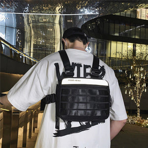 Black and White Utility Chest Bag | CYBER TECHWEAR®