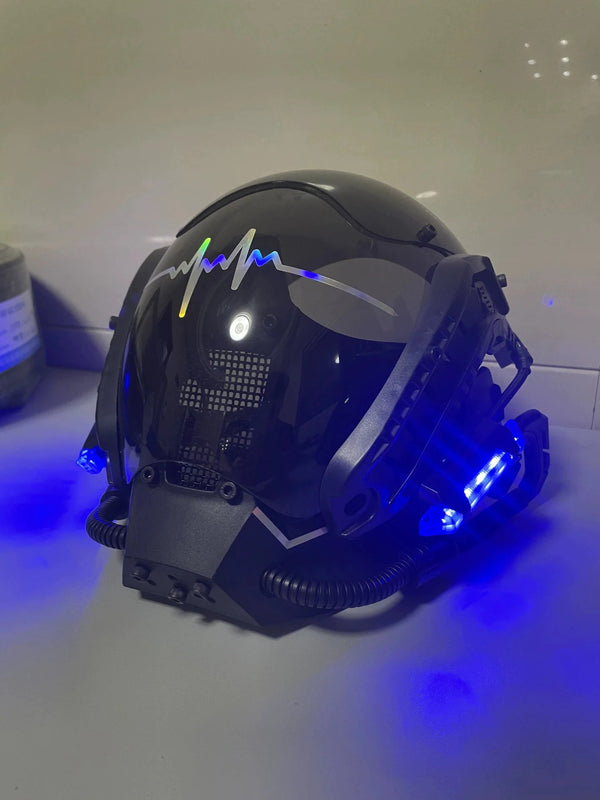 Blue LED Cyberpunk Helmet  CYBER TECHWEAR®