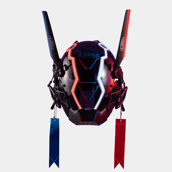 Blue and Red Cyberpunk Helmet | CYBER TECHWEAR®