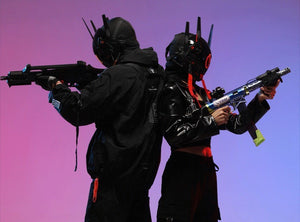 Blue and Red Cyberpunk Helmet | CYBER TECHWEAR®