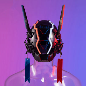 Blue and Red Cyberpunk Helmet | CYBER TECHWEAR®