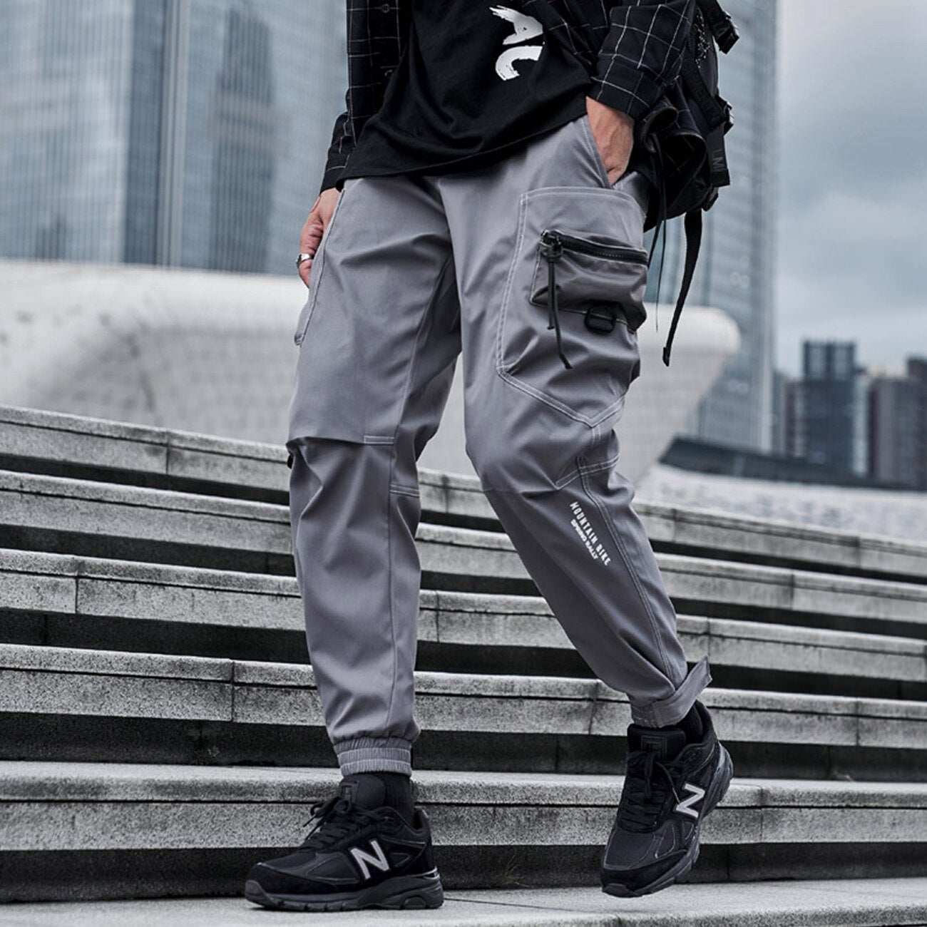 Mens Cargo Pants Loose Skateboard Hip-Hop Streetwear Relaxed Casual Trousers  | eBay