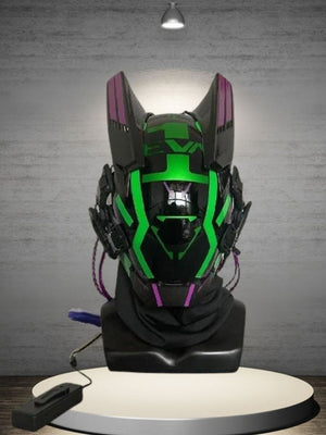 Green Cyberpunk Futuristic Helmet | CYBER TECHWEAR® 