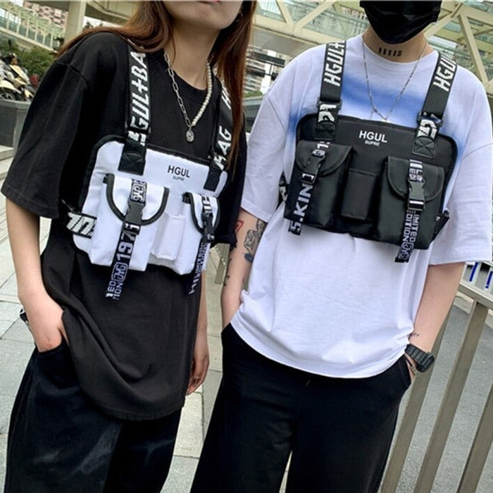 Functional Tactical Chest Bag Fashion Bullet Hip Hop Vest Streetwear Bag  Waist Pack Women Black Chest Rig Bag, grey, M : Amazon.in: Bags, Wallets  and Luggage