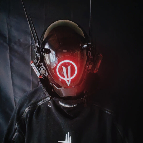 Red Cyberpunk Futuristic Helmet | CYBER TECHWEAR® 