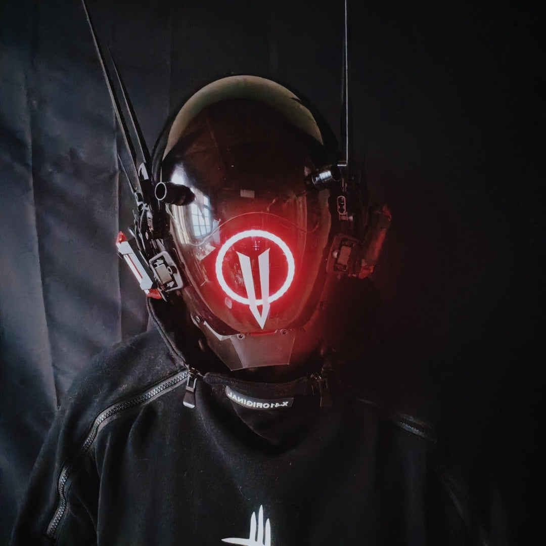 Red Cyberpunk Futuristic Helmet | CYBER TECHWEAR®