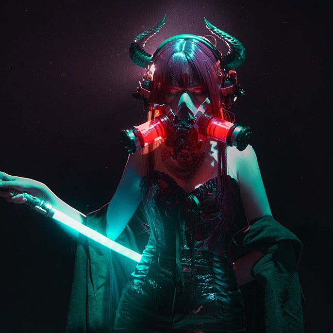 moda cyberpunk ragazza con gas maschera. generativo ai 25415717