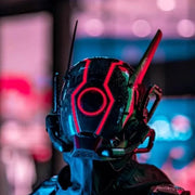 Casque rouge Cyberpunk 