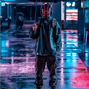 Red Helmet Cyberpunk  CYBER TECHWEAR®