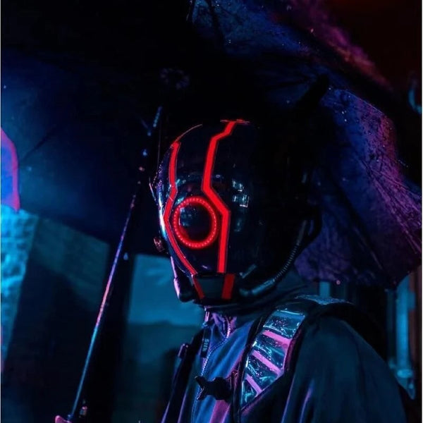 Red Helmet Cyberpunk  CYBER TECHWEAR®