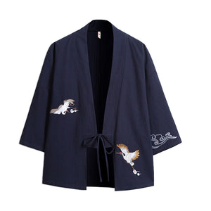 Winter kimono blue cranes