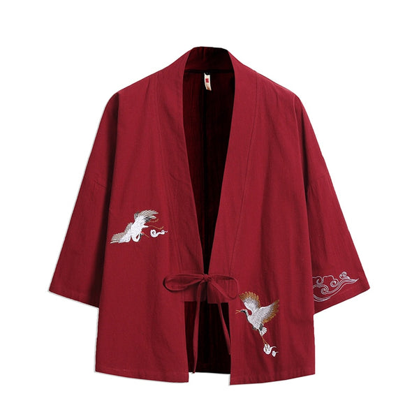 Winter kimono red cranes