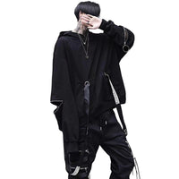 Black Techwear Hoodie Harajuku