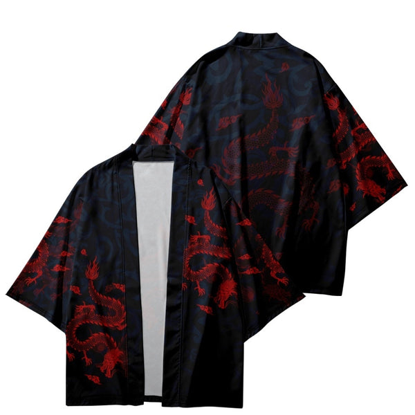 kimono men red dragon