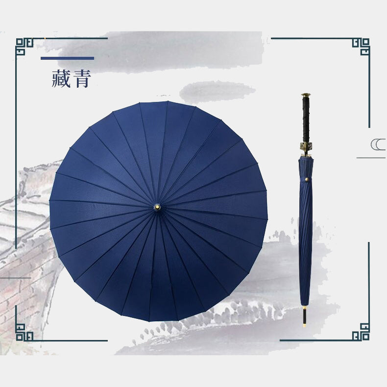 Ombrello Samurai Ninja Katana - Design Spada Giapponese - Manico A Spada - Nero, Rosso, Blu - 94/98cm
