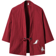 Grullas kimono de invierno rojo