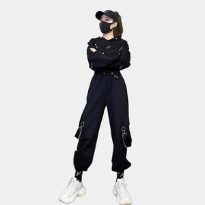 Relaxed Fit Techwear Women Joggers With Adjustable Buckles and Straps,  Oversized Pockets and Calf Support, Streetwear Women's Pants -  Israel