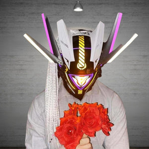 White Cyberpunk Futuristic Helmet | CYBER TECHWEAR®